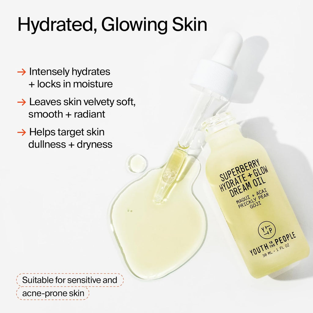 Revitalize Your Skin with Superberry Hydrate + Glow Dream Face Oil - Boost Radiance, Hydrate, and Nourish with a Vegan Ultra-Lightweight Formula!