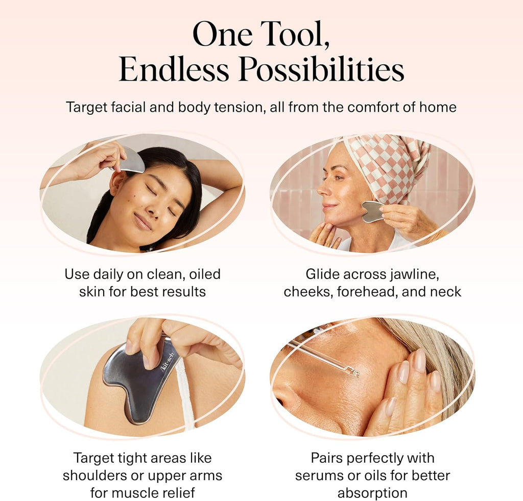 Elevate Your Skincare Routine with Our Premium Stainless Steel Gua Sha Facial Tool - Achieve a Sculpted Jawline and Radiant Skin!