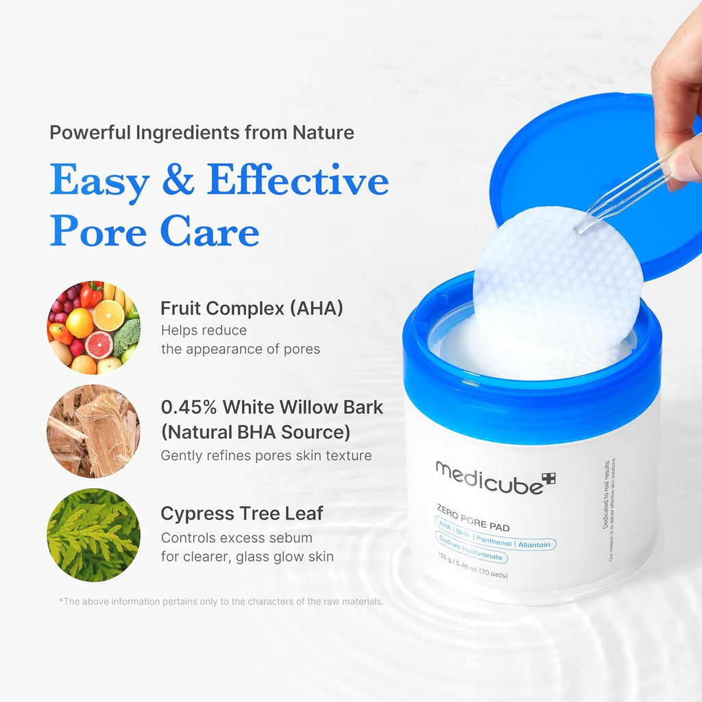 Transform Your Skin with Zero Pore Pad 2.0 | Dual-Textured Exfoliating Facial Pads Infused with AHA & BHA for Pore Care | 70 Count of Korean Beauty Essentials