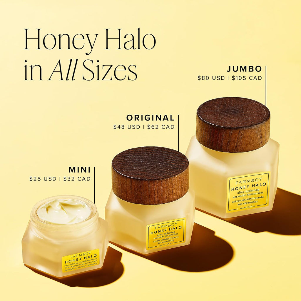 Ceramide Face Moisturizer - Honey Halo Ultra Hydrating Facial Moisturizer with Buckwheat Honey + Ceramides - Helps Restore Barrier + Replenish Dryness - Plumping Skin Care for Dry Skin (50Ml)